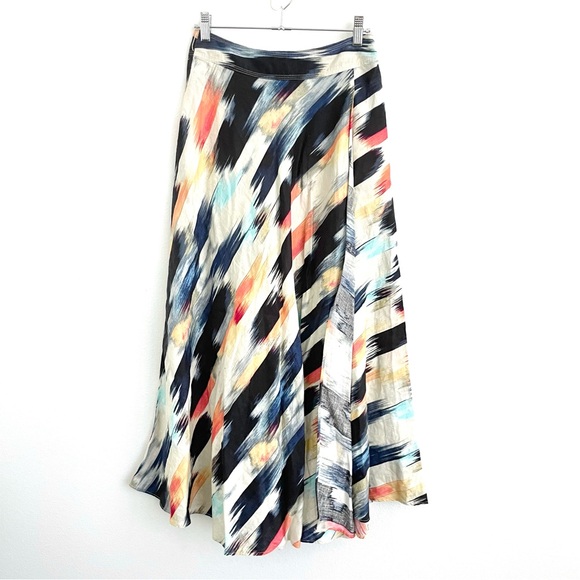 DKNY watercolor linen faux wrap midi skirt - Picture 2 of 7